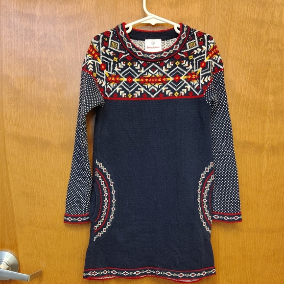 Hanna Andersson Navy and Red Knit Sweater Dress - Picture 1 of 8